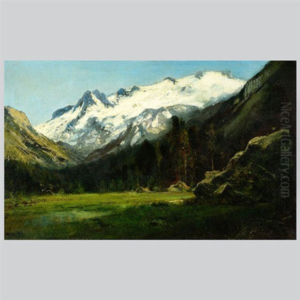 Spring Valley With Snow Capped Mountains - view 1