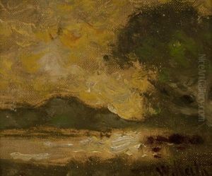 Landscape With Pond And An Oak Tree by William Keith