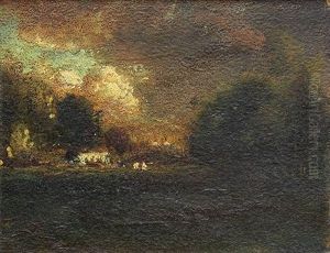 Storm Clouds Approaching A Farm by William Keith