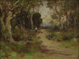 Figure Walking On A Path by William Keith