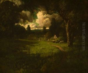 Cottage In A Sunlit Clearing by William Keith