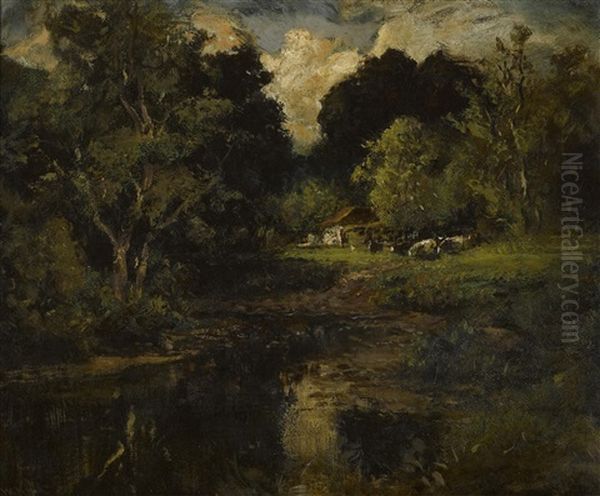 Landscape With Trees, Pond And Cottage - view 1