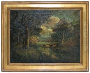 Pastoral River Scene With Cows by William Keith