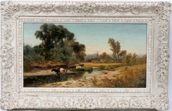 Landscape With Cows By Stream - view 1
