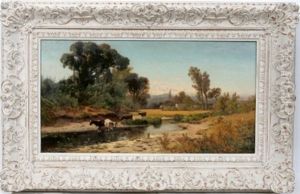 Landscape With Cows By Stream by William Keith