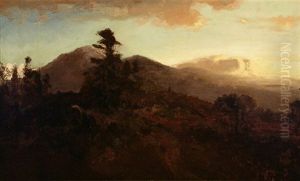 Sierra Nevada Mountain Landscape At Sunset by William Keith