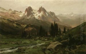 Stream In Sierra Nevada Mountain Landscape by William Keith