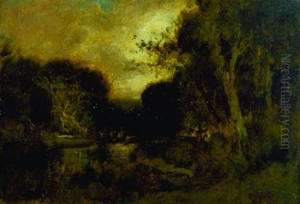Figures Along A Wooded Stream - view 1