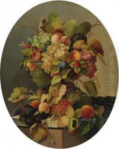 Still Life With Flowers And Fruit by Charles Carl Baum /