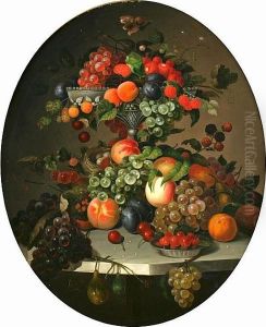 Still Life Of Fruit In An Ewer On A Marbletable