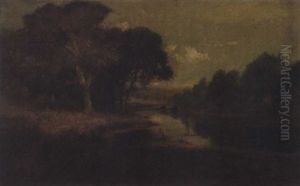 Cattle Watering At A Stream In An Extensive Landscape Cattle Watering At A Stream In An Extensive Landscape