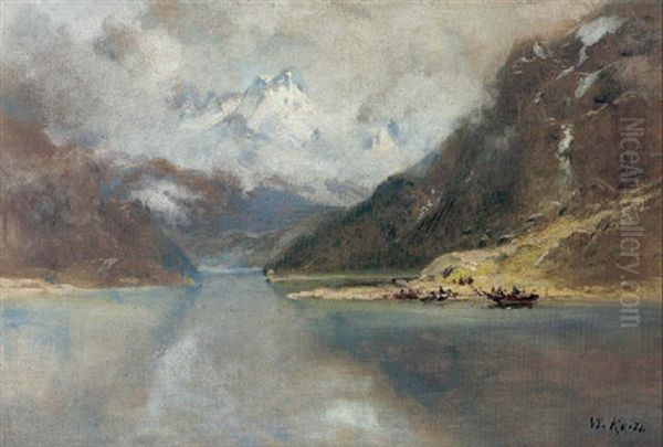 A View Of A Lake With Snowcapped Mountains - view 1