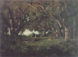 Two Figures In The Woods by William Keith