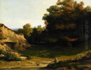 Landskap Med Vandrare Och Hund by Charles Carl Baum /