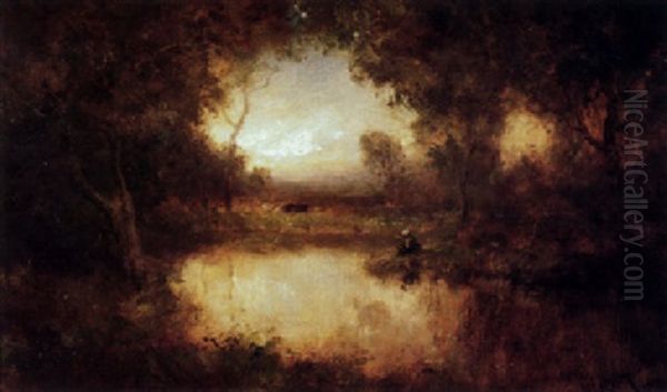 Landscape With A Figure By A Pond - view 1