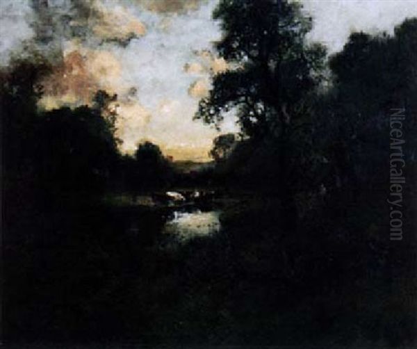 Cattle Watering In A Glade - view 1