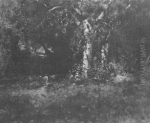 Shepherdess And Sheep In A Wood by William Keith