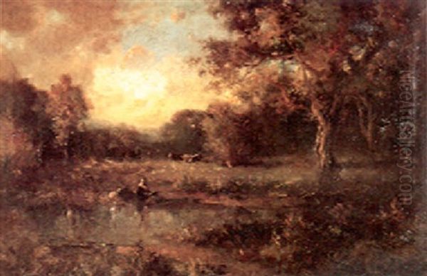 Landscape At Sunset With Figures - view 1