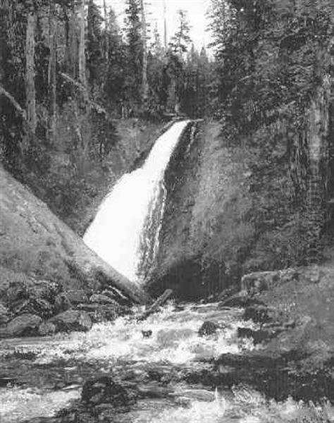 Mountain Lanscape With Cascading Waterfall - view 1