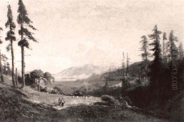 Figures On A Mountainous Path - view 1