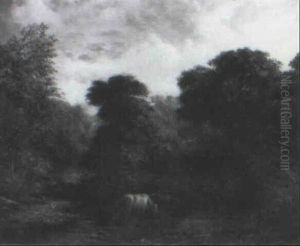 Cows In A Forest Clearing by William Keith