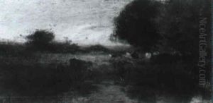 Cows Grazing By A Pond