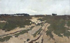 A Shepherd And His Flock Returning Home by William Castle Keith