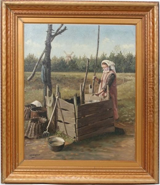 Young Woman At A Well - view 1
