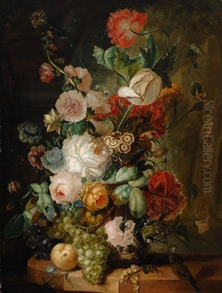 Still Life Of Flowers With Birds - view 1