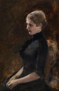 Bildnis Einer Dame In Schwarzem Kleid, Sitzend, Wohl Adele De Suivre (geb. Von Mannlich, 1860-1940) by Albert von Keller