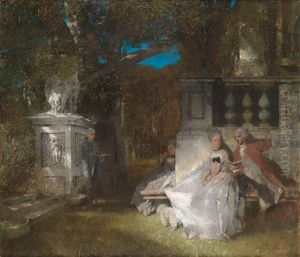 Galante Szene Im Park by Albert von Keller