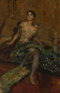 Sitzende Dame Im Salon by Albert von Keller