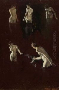 Funf Weibliche Akte by Albert von Keller