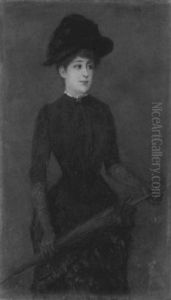 Bildnis Einer Dame Mit Hut, Regenschirm Und Handschuhen