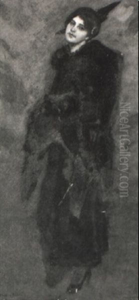 Portrat Einer Jungen Frau Mit Pelzstola Und Muff - view 1