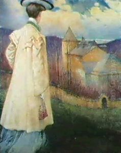 Blick Von Einer Anhohe Auf Ein Schloss by Alfred Keller
