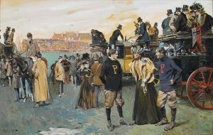 Two Lettered Men Meet At A Football Game by Arthur Ignatius Keller