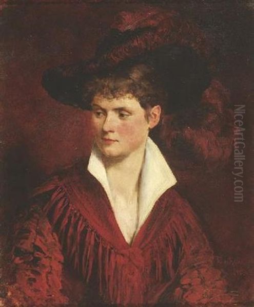 Brustportrat Einer Jungen Dame In Roter Robe - view 1