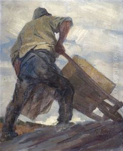 Steinbrecher Mit Schubkarre
