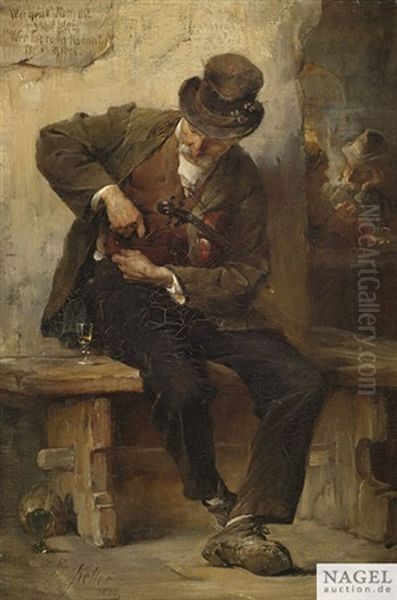 Strasenmusikant Vor Einem Wirtshaus - view 1