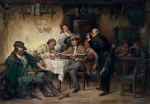 Ein Maler In Einer Wirtsstube Umgeben Von Zechern by Friedrich von Keller