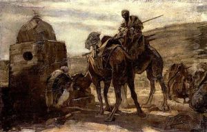 Kamelreiter An Einer Wasserstelle by Friedrich von Keller