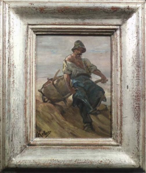 Steinbrucharbeiter Mit Schubkarren - view 1