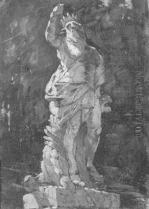 Skulptur In Einem Park by Friedrich von Keller