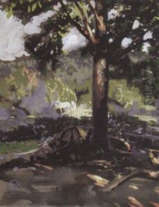 White Horses At The Sand Pit by Henry George Keller