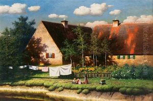 Blick Auf Ein Gehoft An Einem Prachtvollen Sommertag by Paul Wilhelm Keller-Reutlingen