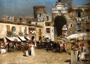 Dia De Mercado De Napoles by Paul Wilhelm Keller-Reutlingen