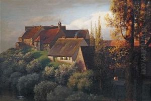Hauser Eines Bergdorfes Im Abendlicht