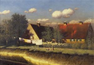 Sommerliche Idylle Hinter Einem Bauernhaus
