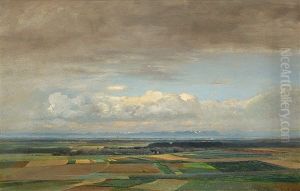 Dachauer Landschaft Mit Blick Auf Munchen Und Die Alpenkette by Paul Wilhelm Keller-Reutlingen